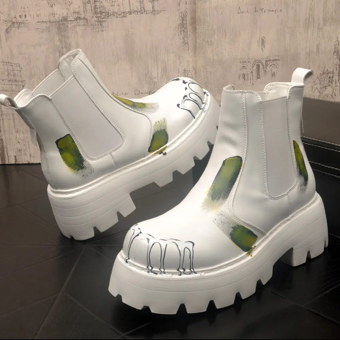 Graffiti Round Toe Martin Boots