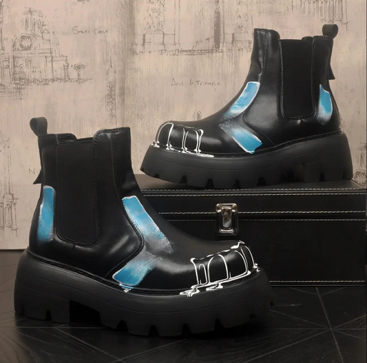 Graffiti Round Toe Martin Boots