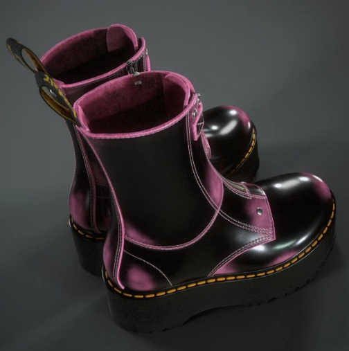 Pink distressed leather high heels