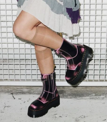 Pink distressed leather high heels