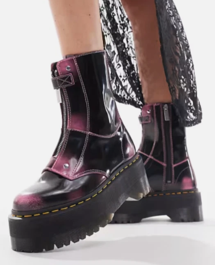 Pink distressed leather high heels