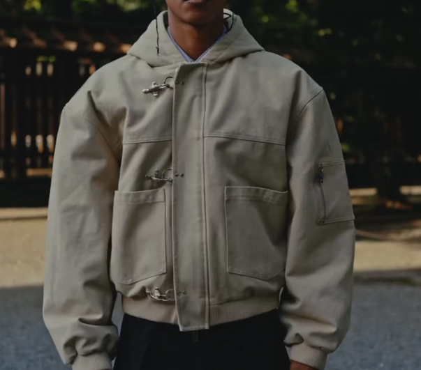 Three-button zip-up jacket