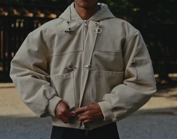 Three-button zip-up jacket