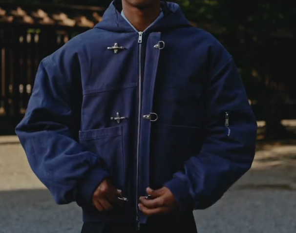 Three-button zip-up jacket