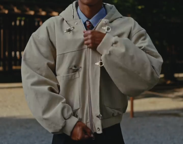 Three-button zip-up jacket