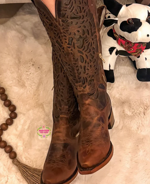 Handmade genuine leather women's long boots
