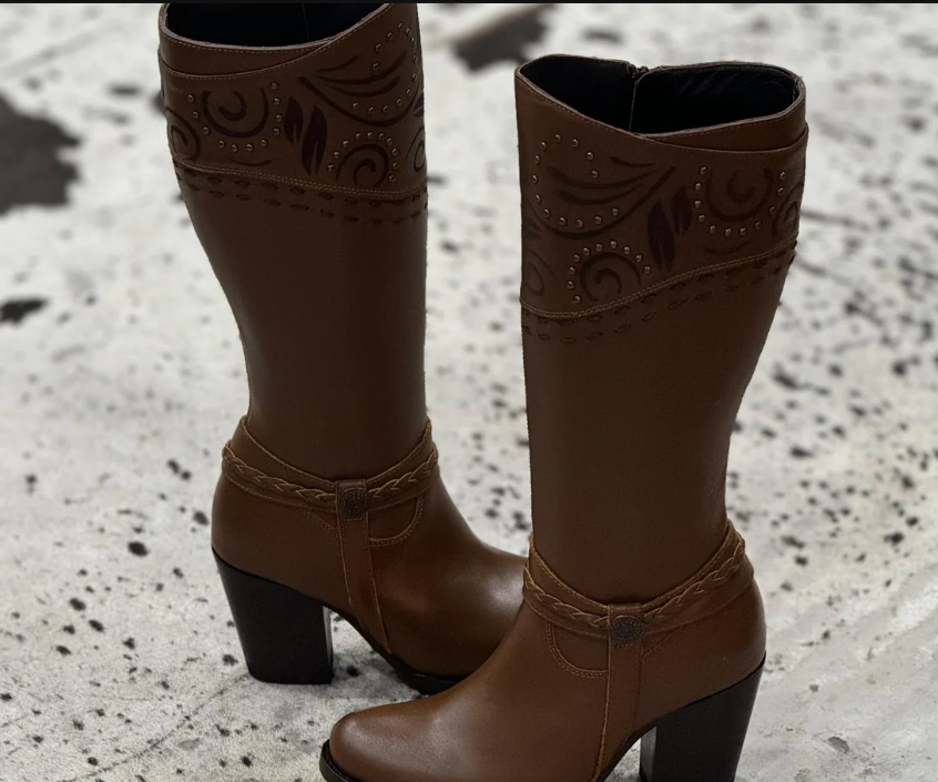 Studded knee-high boots