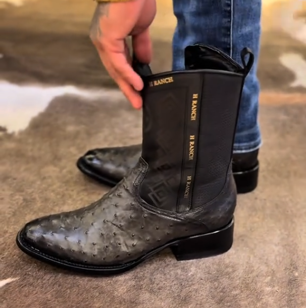 Grey ostrich boots