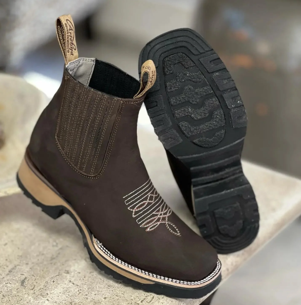 Men's Square Heel Dual Density Genuine Leather Boots