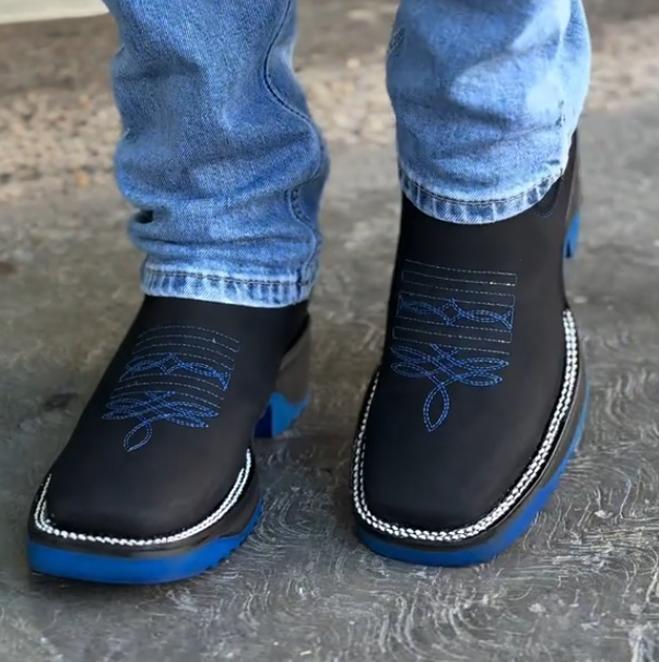 Men's Square Heel Dual Density Genuine Leather Boots