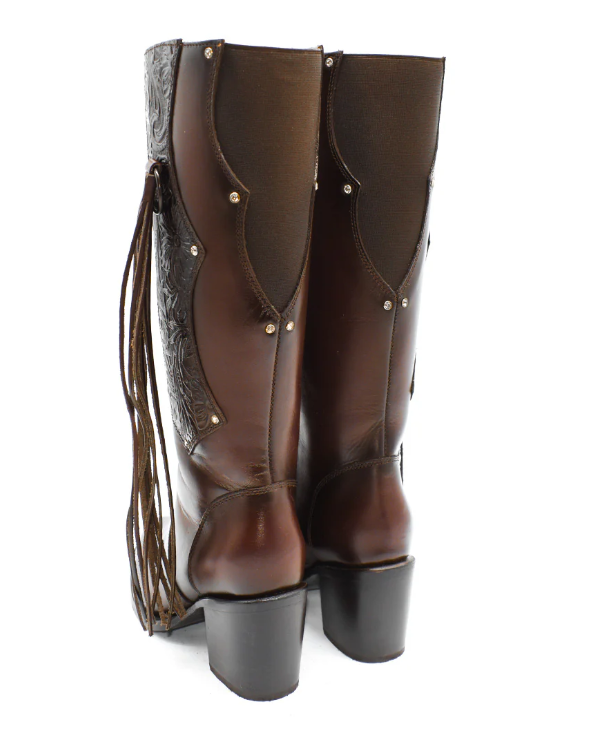 Women's deerskin tassel high boots