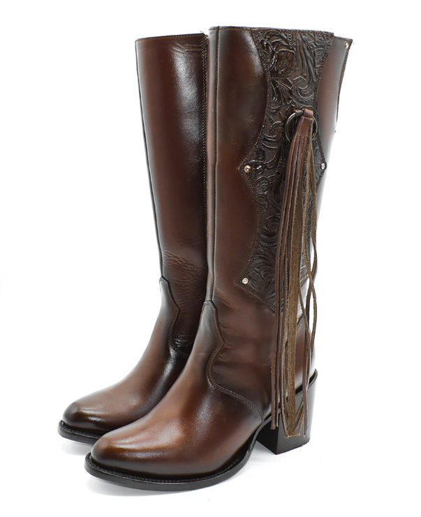 Women's deerskin tassel high boots