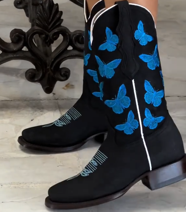 Butterfly Embroidered Vintage Women's Boots