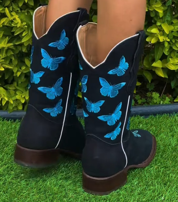 Butterfly Embroidered Vintage Women's Boots