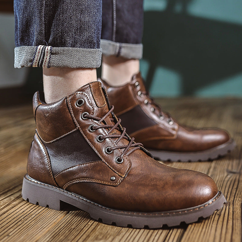 High-top Western men's cowboy boots