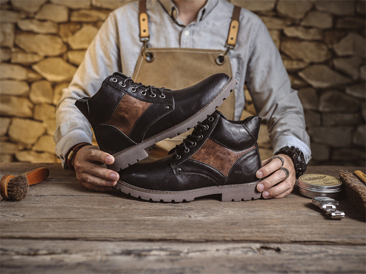 High-top Western men's cowboy boots
