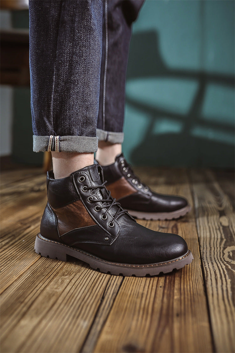 High-top Western men's cowboy boots