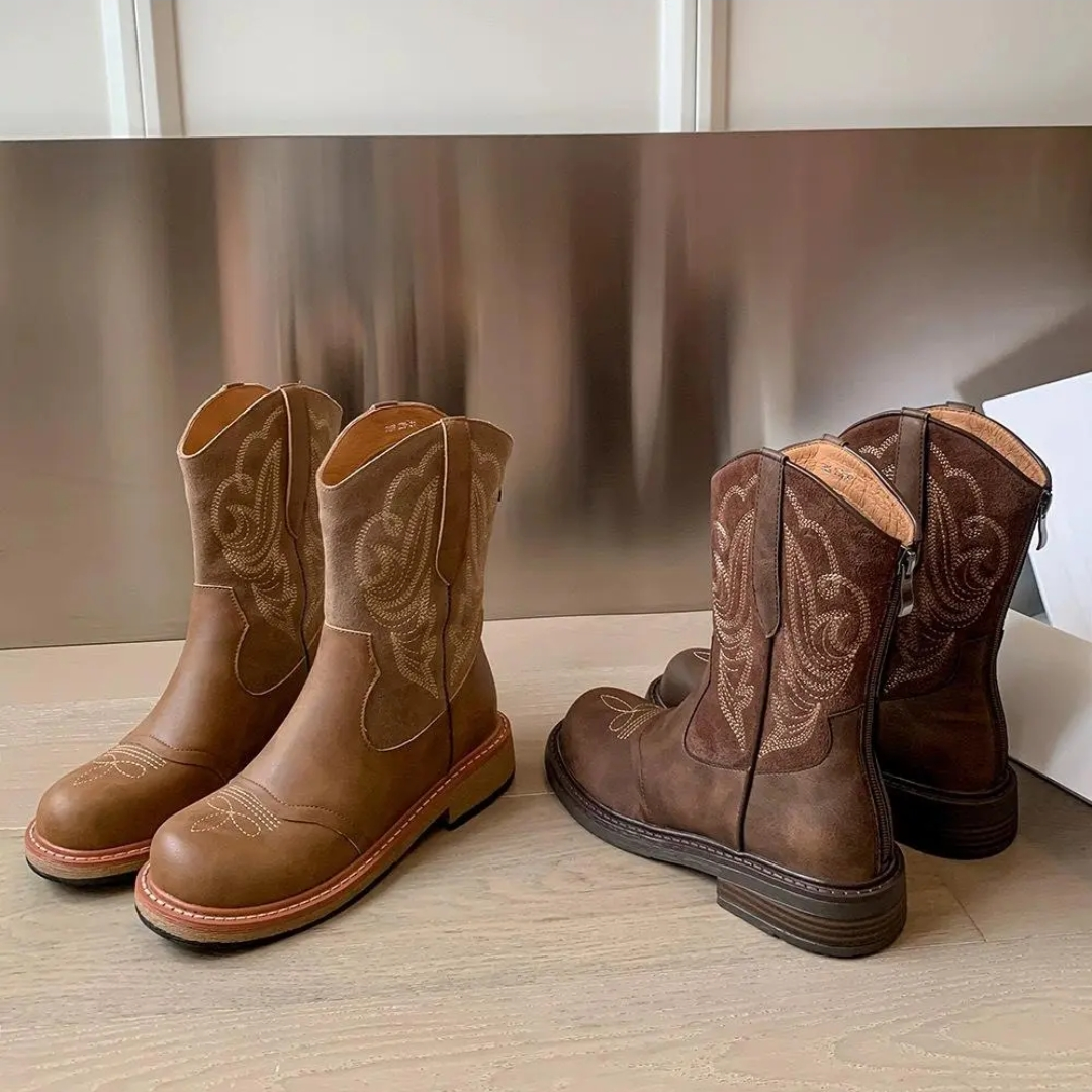 Retro embroidered cowboy boots