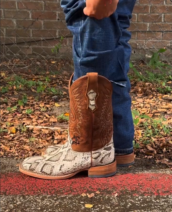 Python print matte square-toe boots