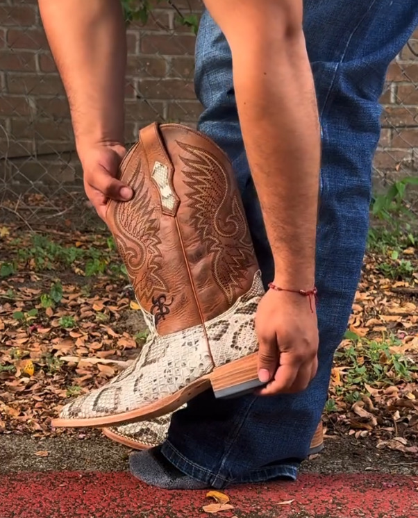 Python print matte square-toe boots