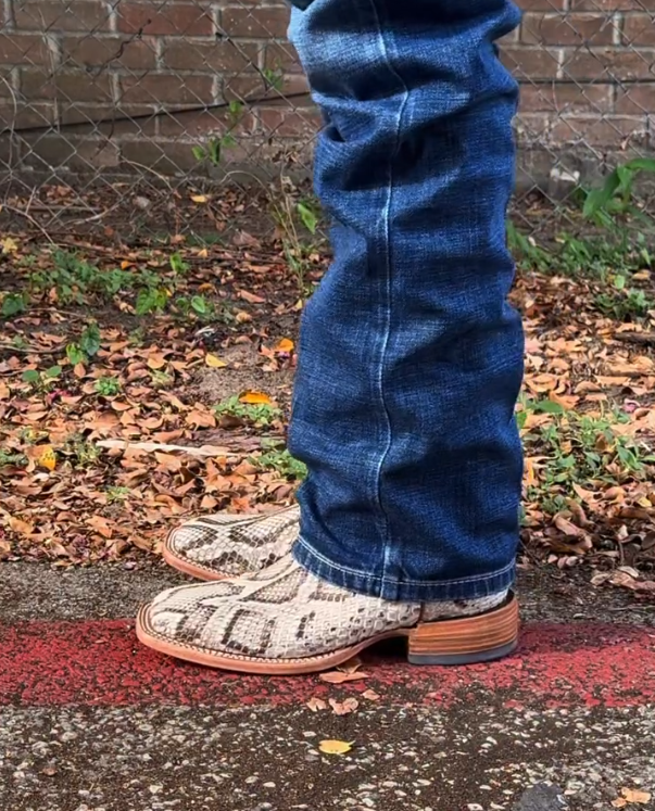 Python print matte square-toe boots