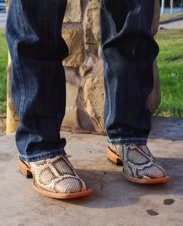 Python print matte square-toe boots