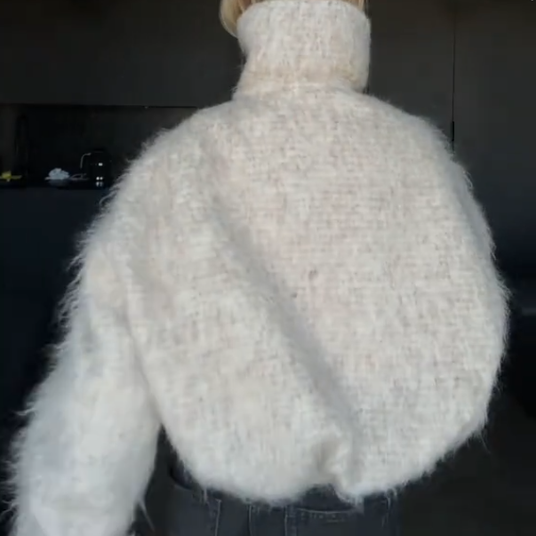 Knitted fleece turtleneck coat