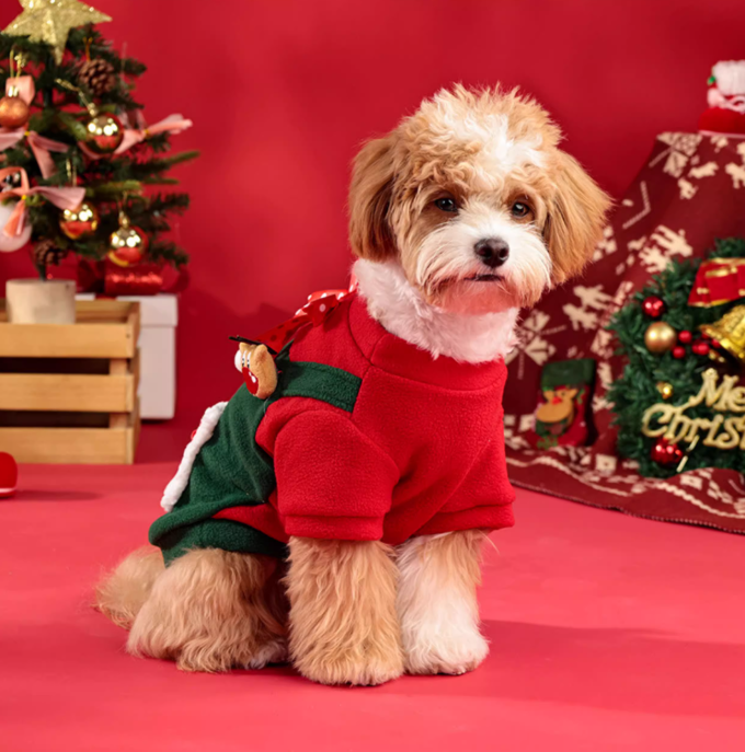 Cat and dog Christmas plush outfits