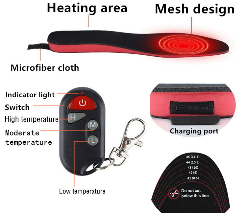 Remote-controlled rechargeable heated insoles