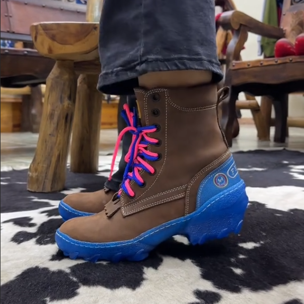 Anti-slip two-tone shoelace Martin boots