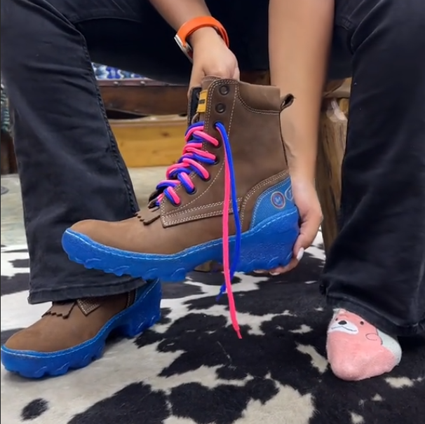 Anti-slip two-tone shoelace Martin boots