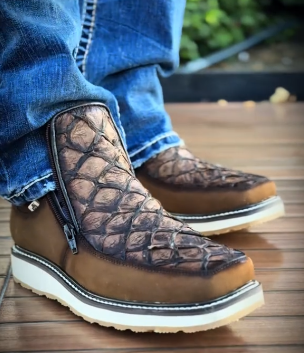 Dual-density platform cowboy boots