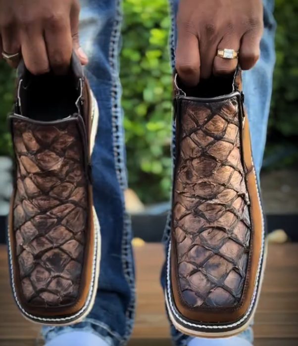 Dual-density platform cowboy boots