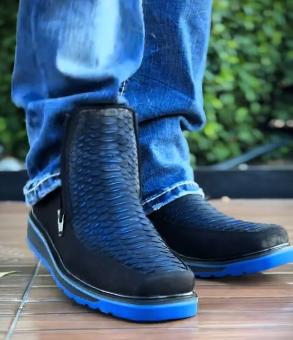 Dual-density platform men's cowboy boots