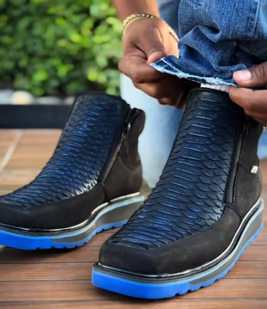 Dual-density platform men's cowboy boots