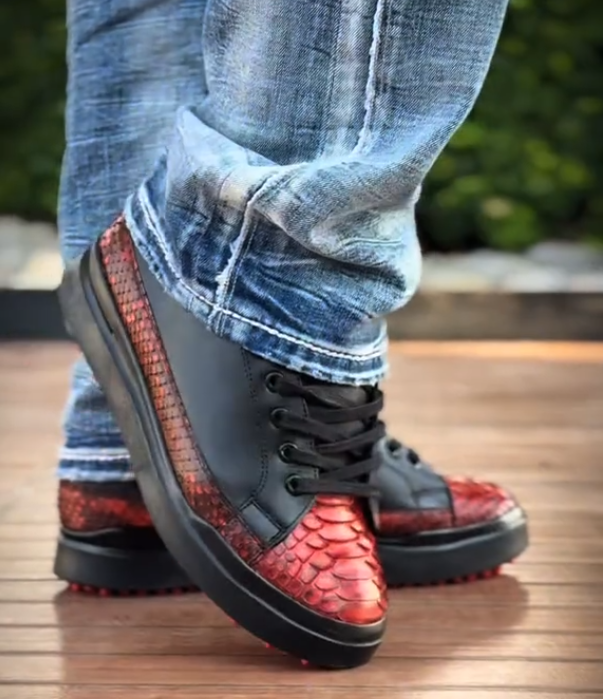 Men's snake scale non-slip leather shoes