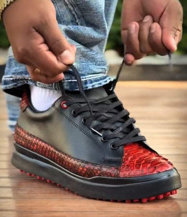 Men's snake scale non-slip leather shoes