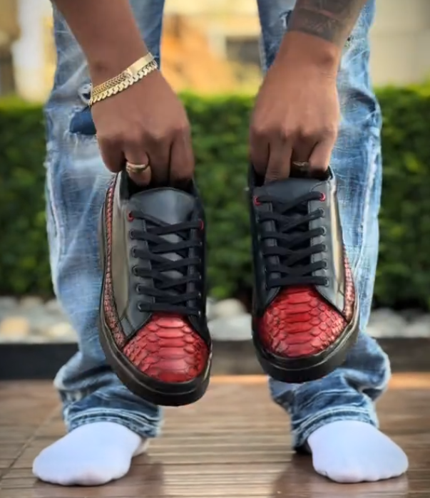 Men's snake scale non-slip leather shoes