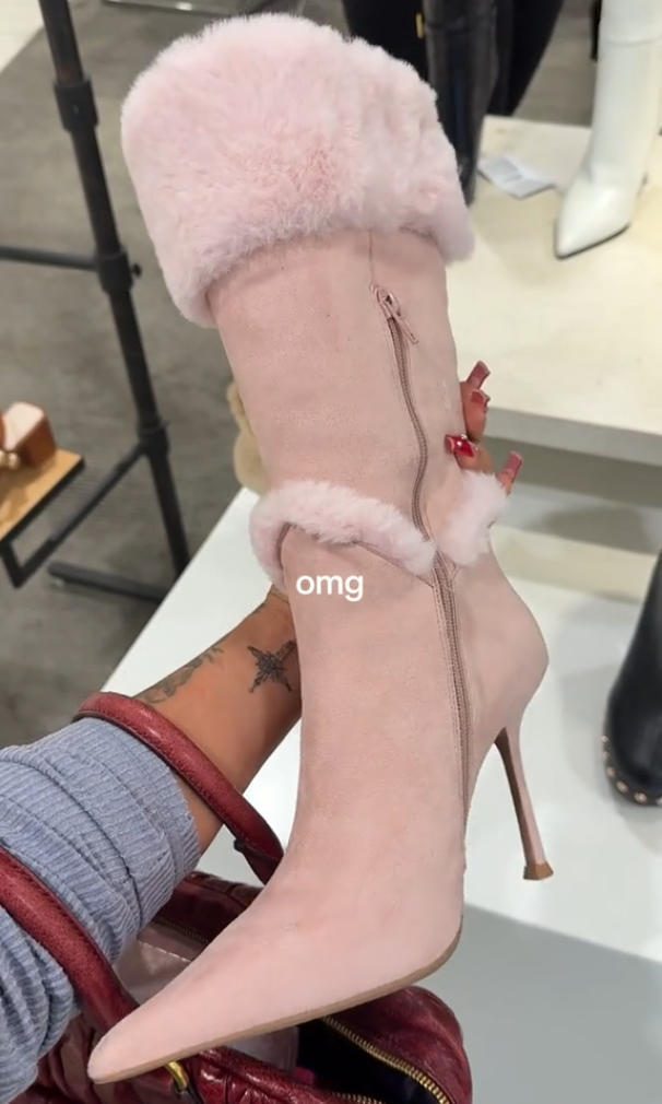 Cashmere high-heeled combination boots