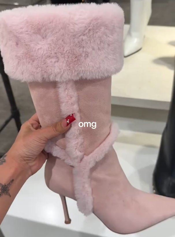 Cashmere high-heeled combination boots