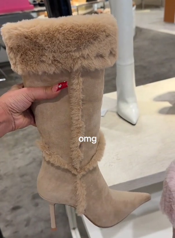 Cashmere high-heeled combination boots