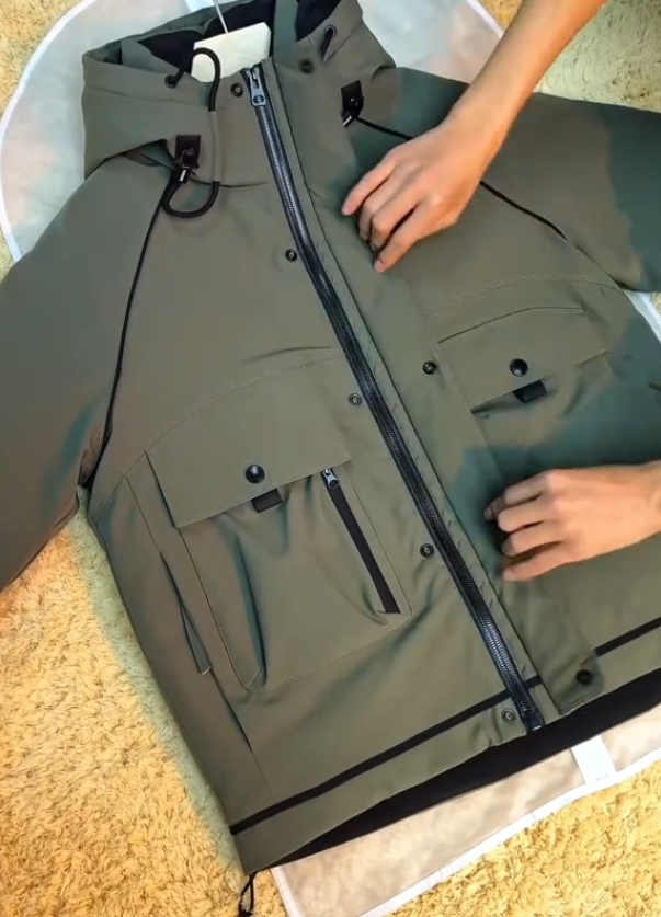 Men's down hooded windbreaker