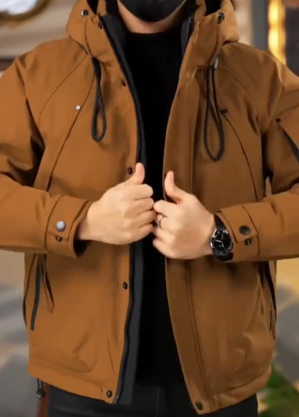 Men's down hooded windbreaker