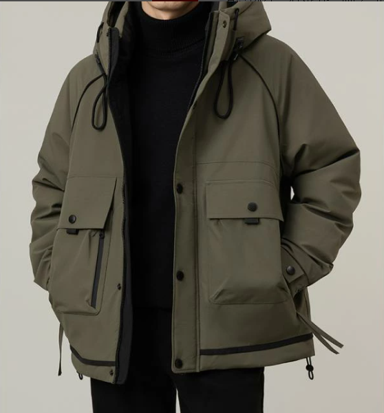 Men's down hooded windbreaker