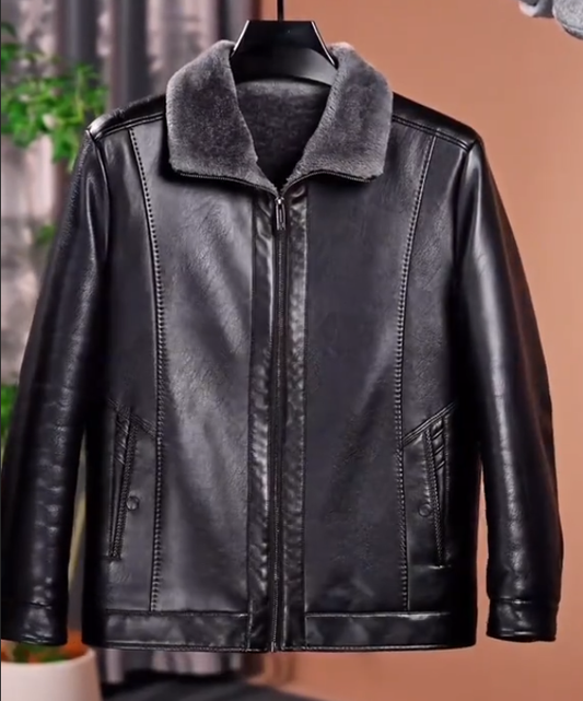Luxury Fleece Men's Leather Jacket