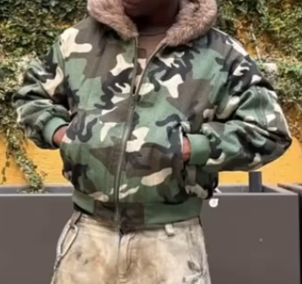 Camouflage fleece hooded men's jacket