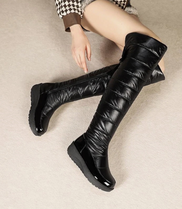 Winter warm plush bowknot over knee boot