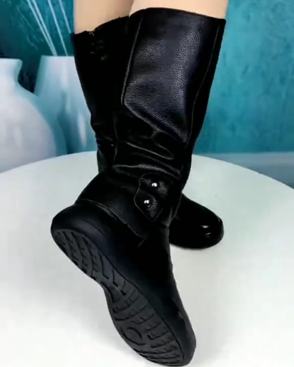 Winter warm plush leather boots