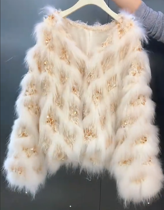Fashion Golden Touch Fur Coat