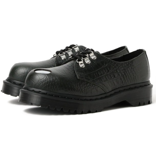 Steel-toed three-hole leather boots